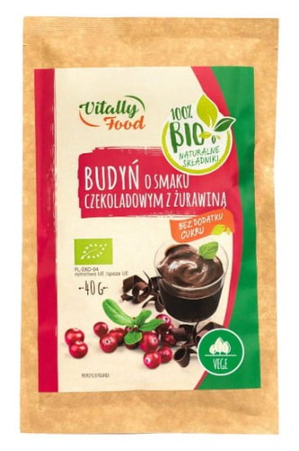 Budyń ekologiczny o smaku czekoladowym z żurawiną 40g Vitally Food