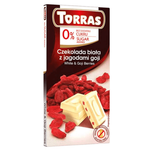 Czekolada biała z jagodami goji bez dodatku cukru 75g Torras