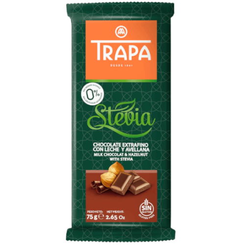 Czekolada mleczna z orzechami laskowymi bez dodatku cukru 75g Trapa