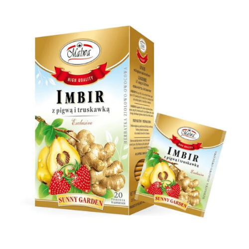 Herbatka ziołowo-owocowa imbir z pigwą i truskawką Sunny Garden 40g (20x2g) Malwa