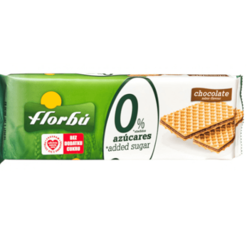 Wafelki nadziewane o smaku kakaowym bez dodatku cukru 160g Florbu